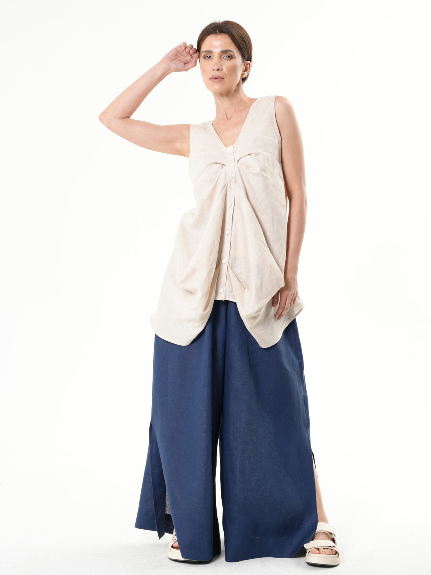 Linen Top in Beige