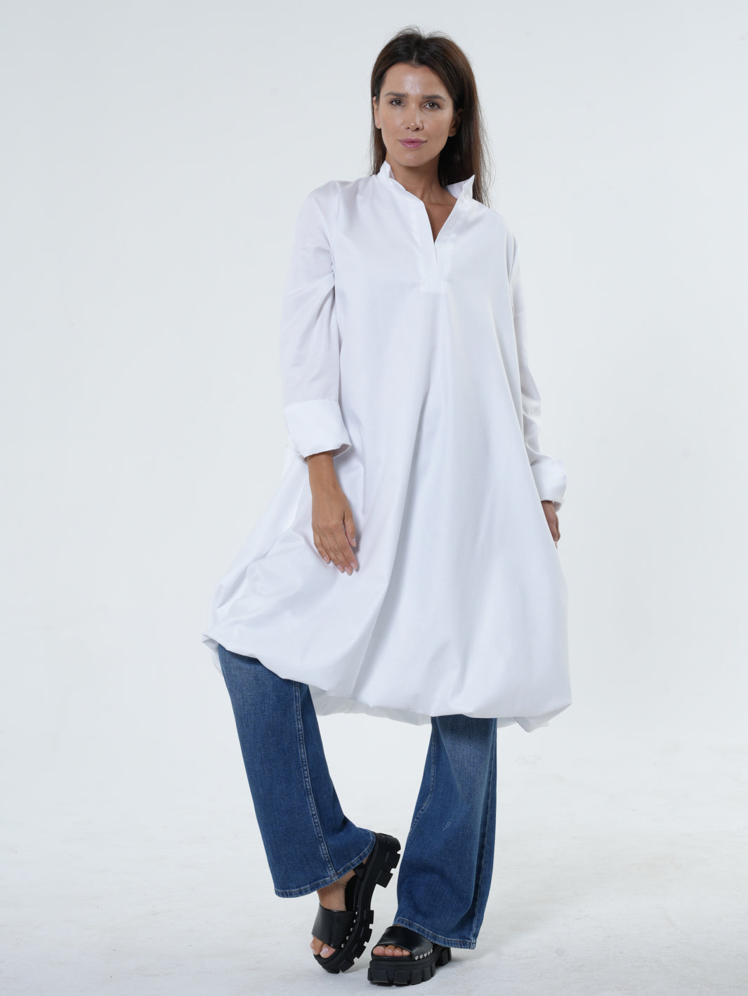 Long sleeve white tunic dress deals