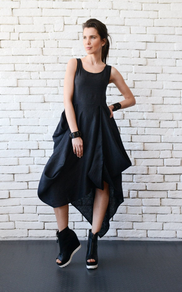 Sleeveless Asymmetric Linen Dress Sleeveless Asymmetric Linen Dress