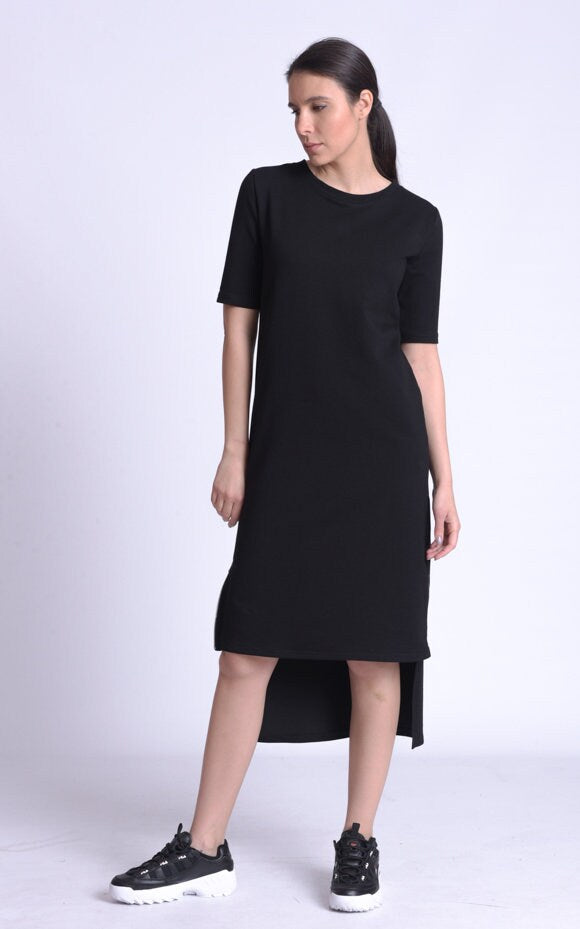 Asymmetric T-Shirt Black Dress – Metamorphoza