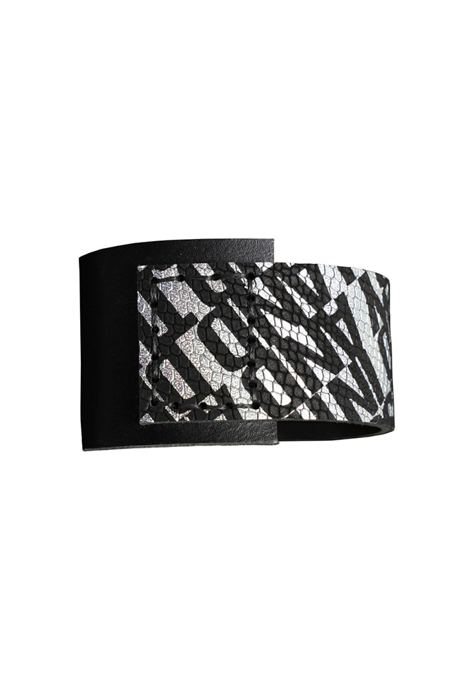 Genuine Leather Bracelet With Metallic Print