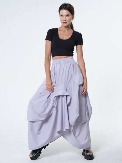 Maxi Skirt With Drapings In Gray