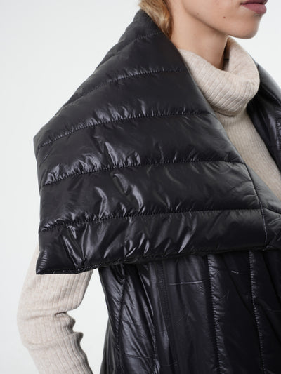 Shiny Black Long Puffer Vest