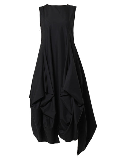 Sleeveless Black Dress With Drapings