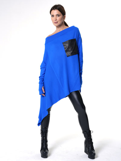 Oversize Knitted Tunic In Blue