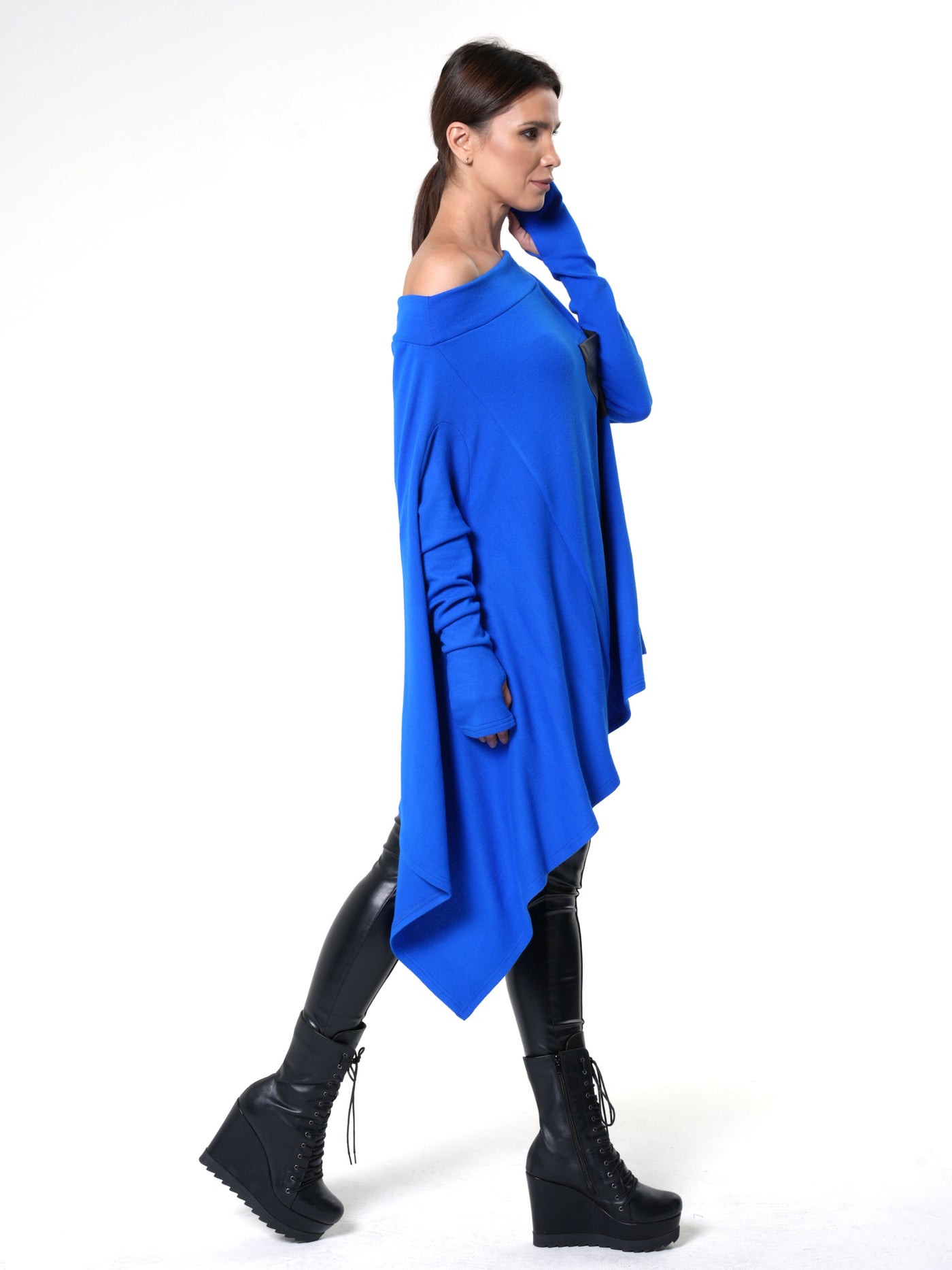 Oversize Knitted Tunic In Blue