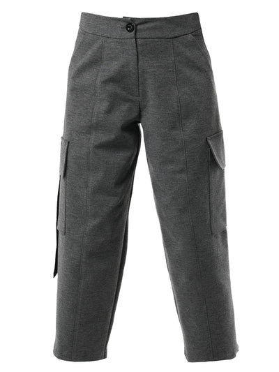 Ankle-Length Gray Cargo Pants