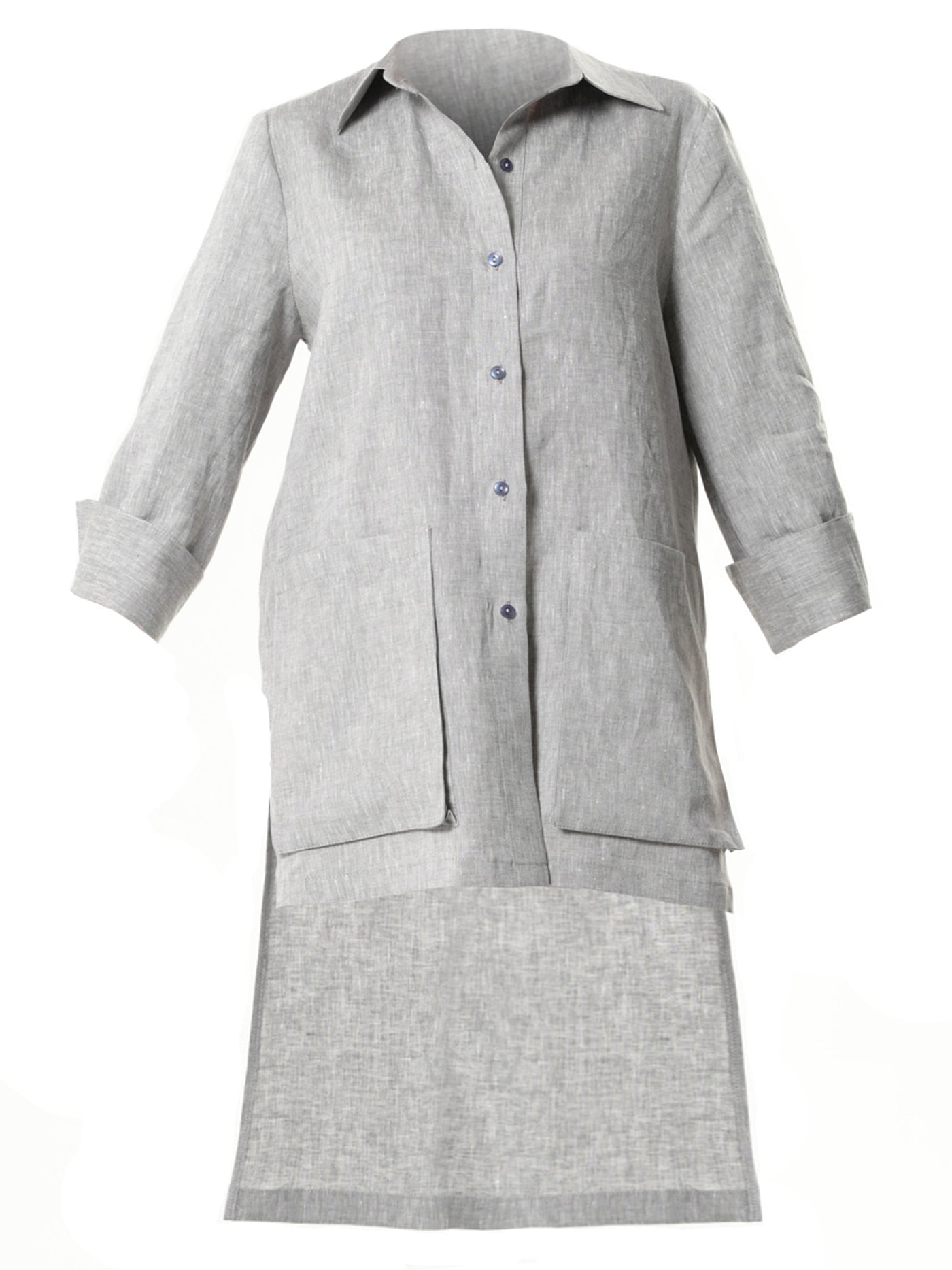 Asymmetric Linen Shirt In Gray