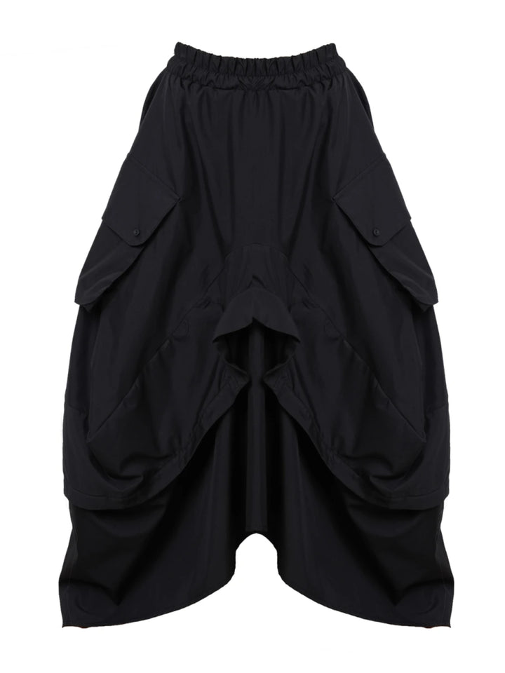 BOHEMSEO☆UNBALANCED DRAPE SKIRT Women's High Waist Maxi Draped Solid Skirt Casual Slit Wrap