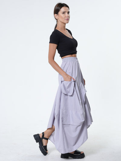 Maxi Skirt With Drapings In Gray