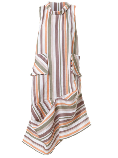 Colorful Striped Linen Midi Dress
