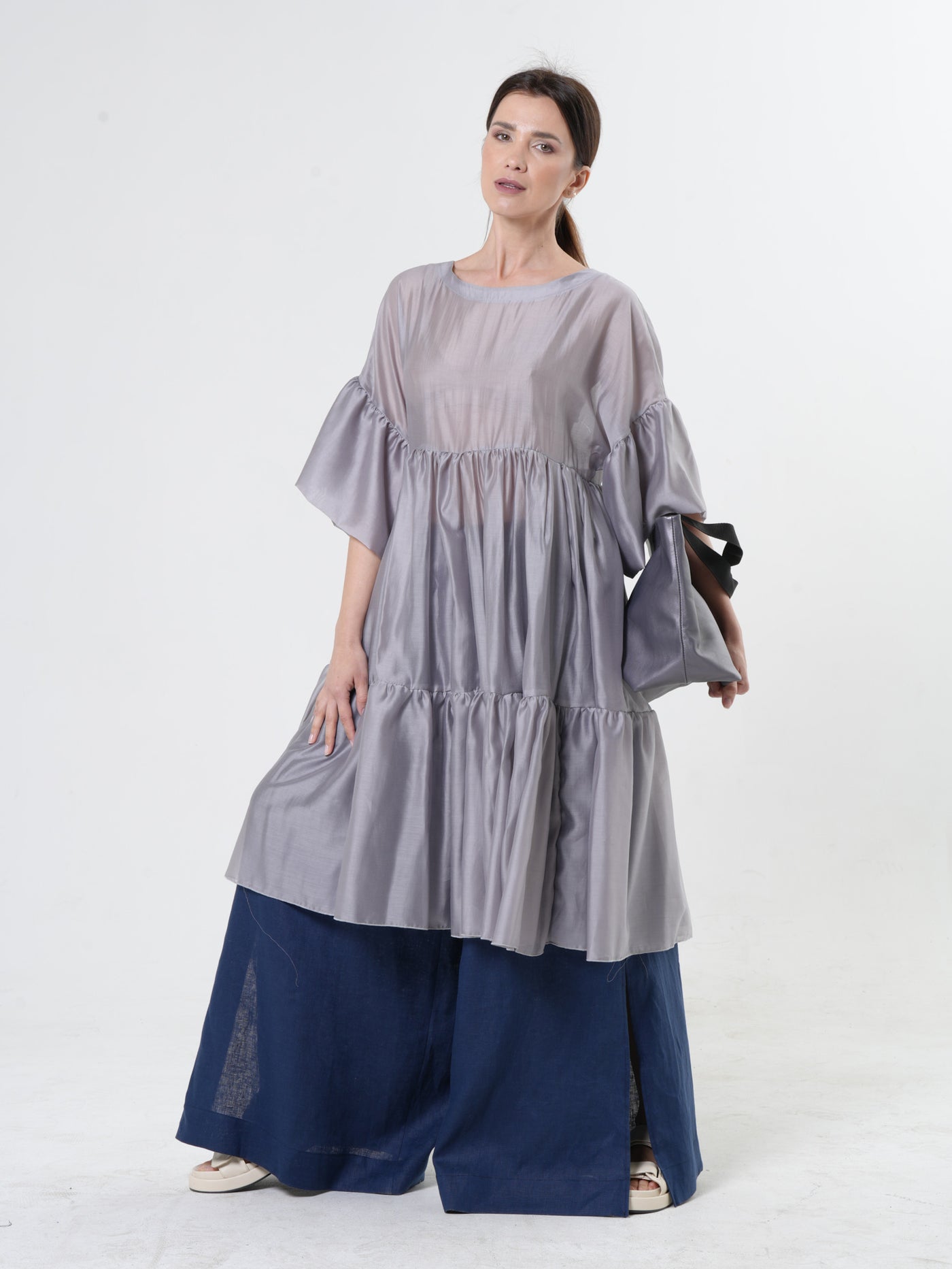 Oversize Sheer Tunic In Silver