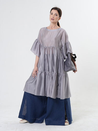 Oversize Sheer Tunic In Silver