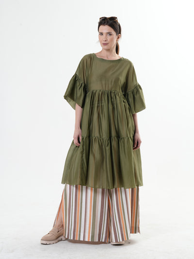 Oversize Sheer Tunic In Khaki