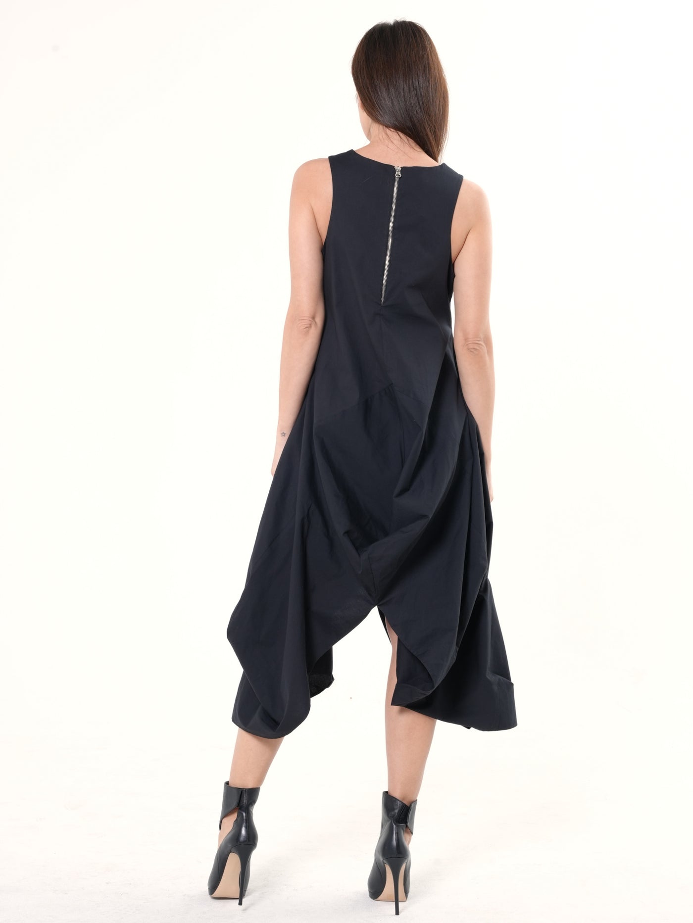 Asymmetric Sleeveless Black Dress