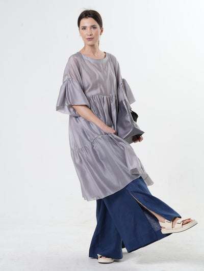 Oversize Sheer Tunic In Silver