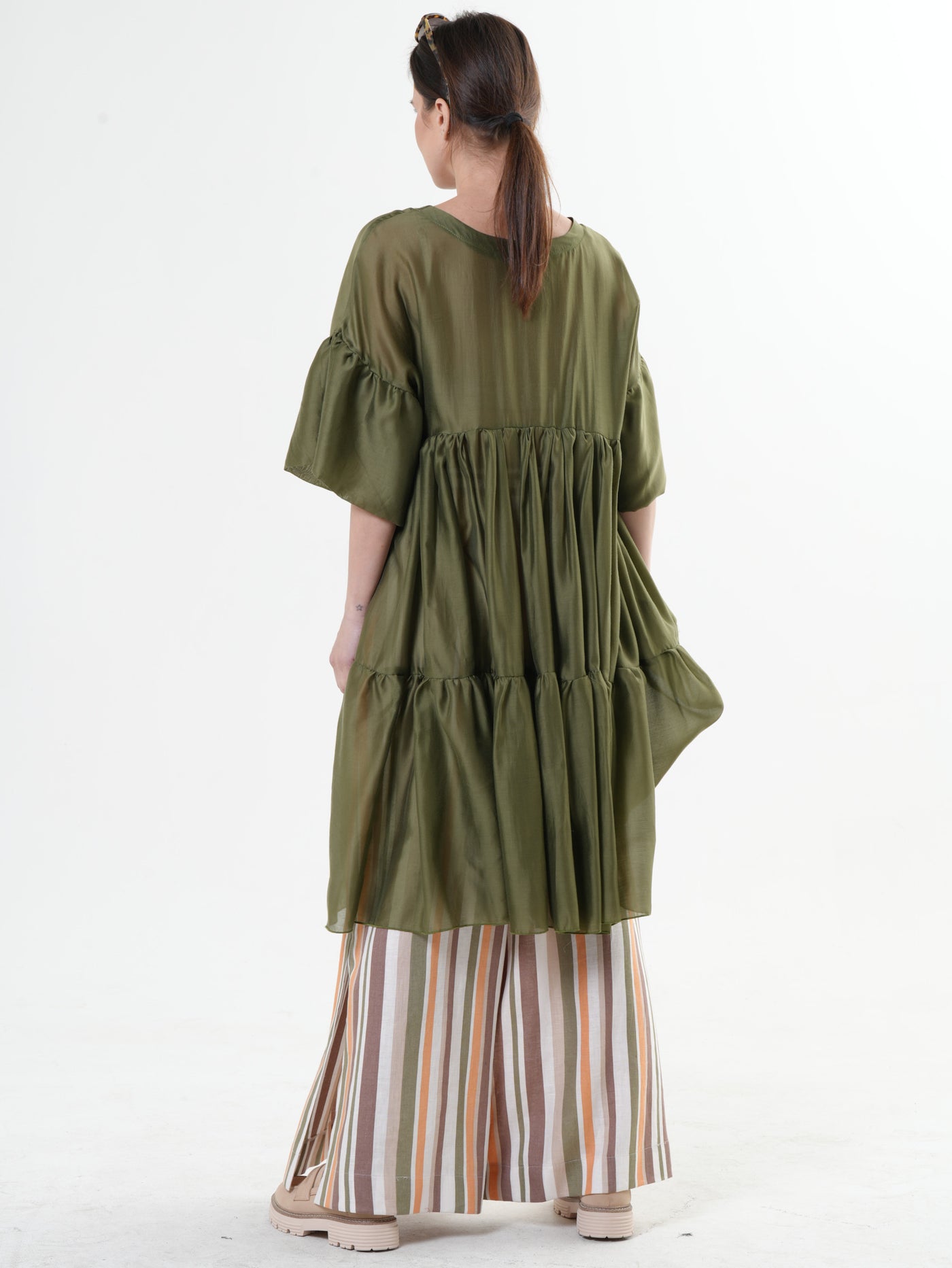 Oversize Sheer Tunic In Khaki