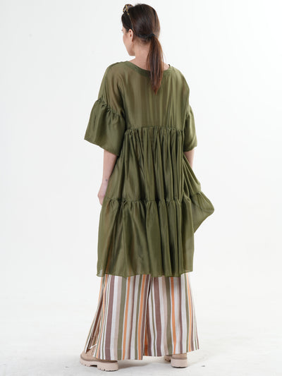 Oversize Sheer Tunic In Khaki