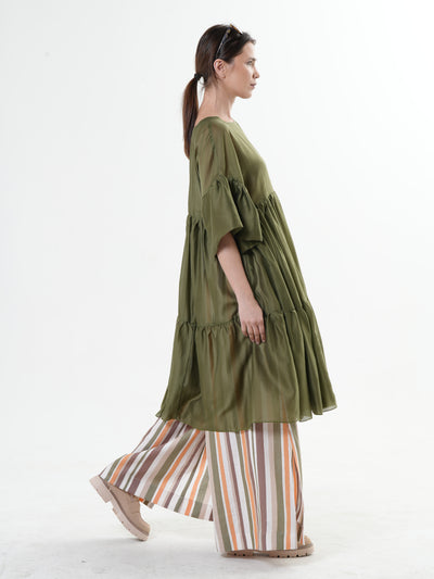 Oversize Sheer Tunic In Khaki