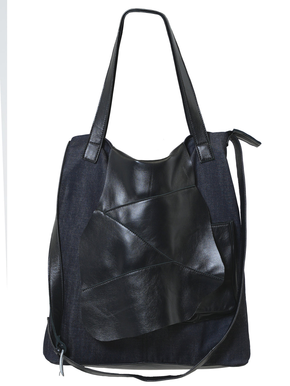 Crossbody-Tasche aus Denim und Leder