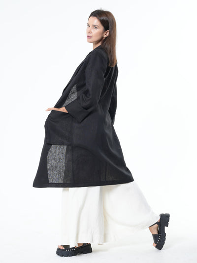 Long Black Linen Blazer