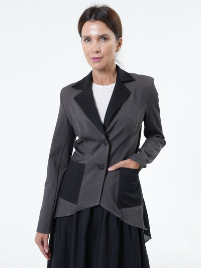 Asymmetric Blazer With Chiffon At The Back