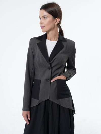 Asymmetric Blazer With Chiffon At The Back