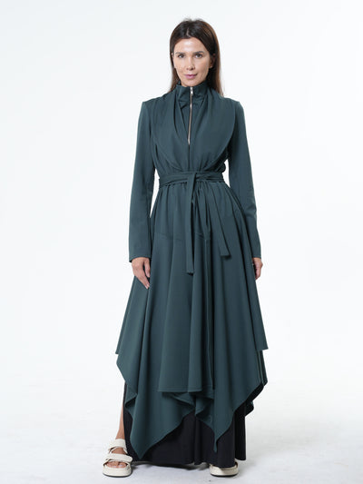 Asymmetric Long Belted Cardigan