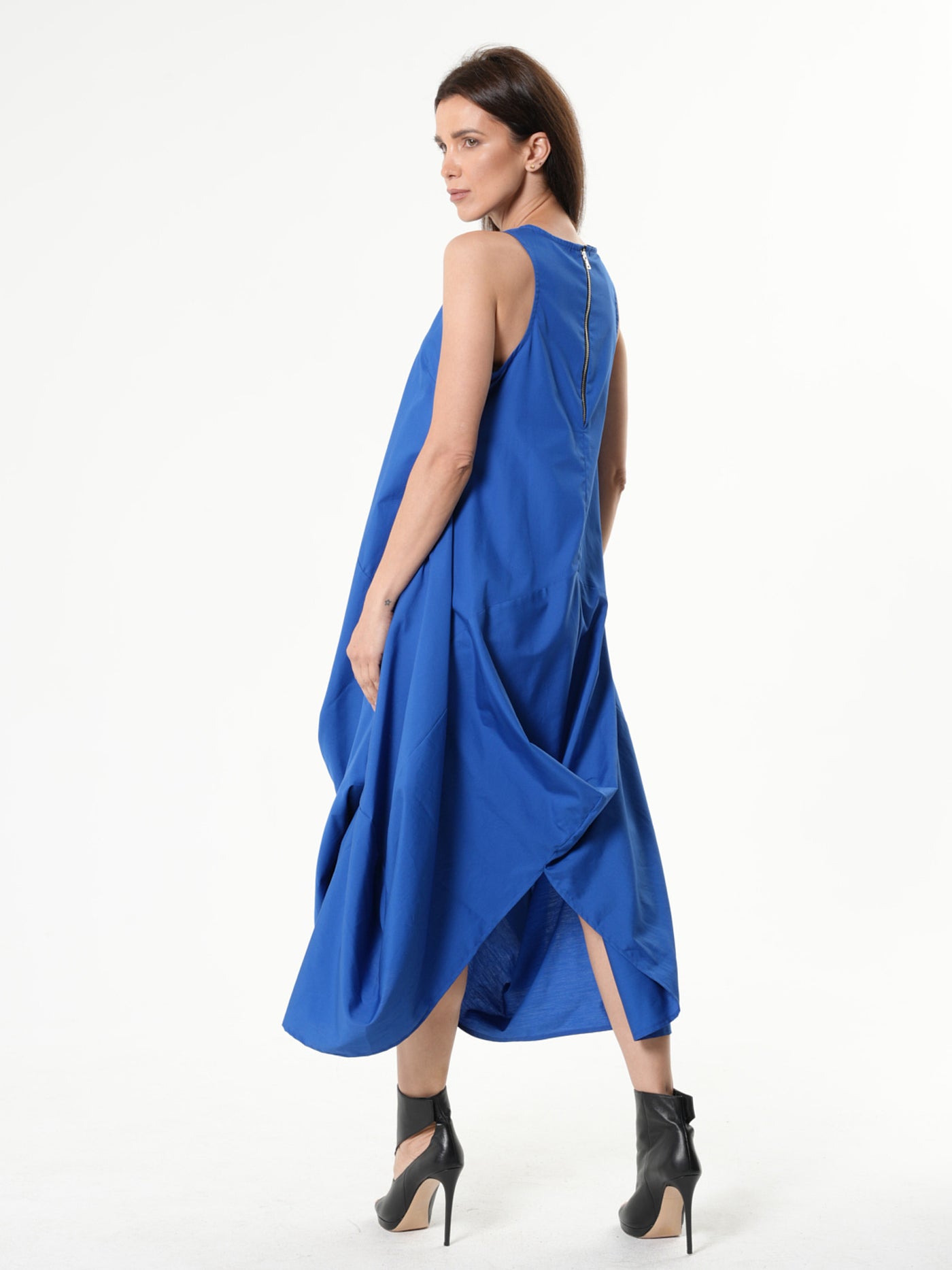 Asymmetric Sleeveless Blue Dress