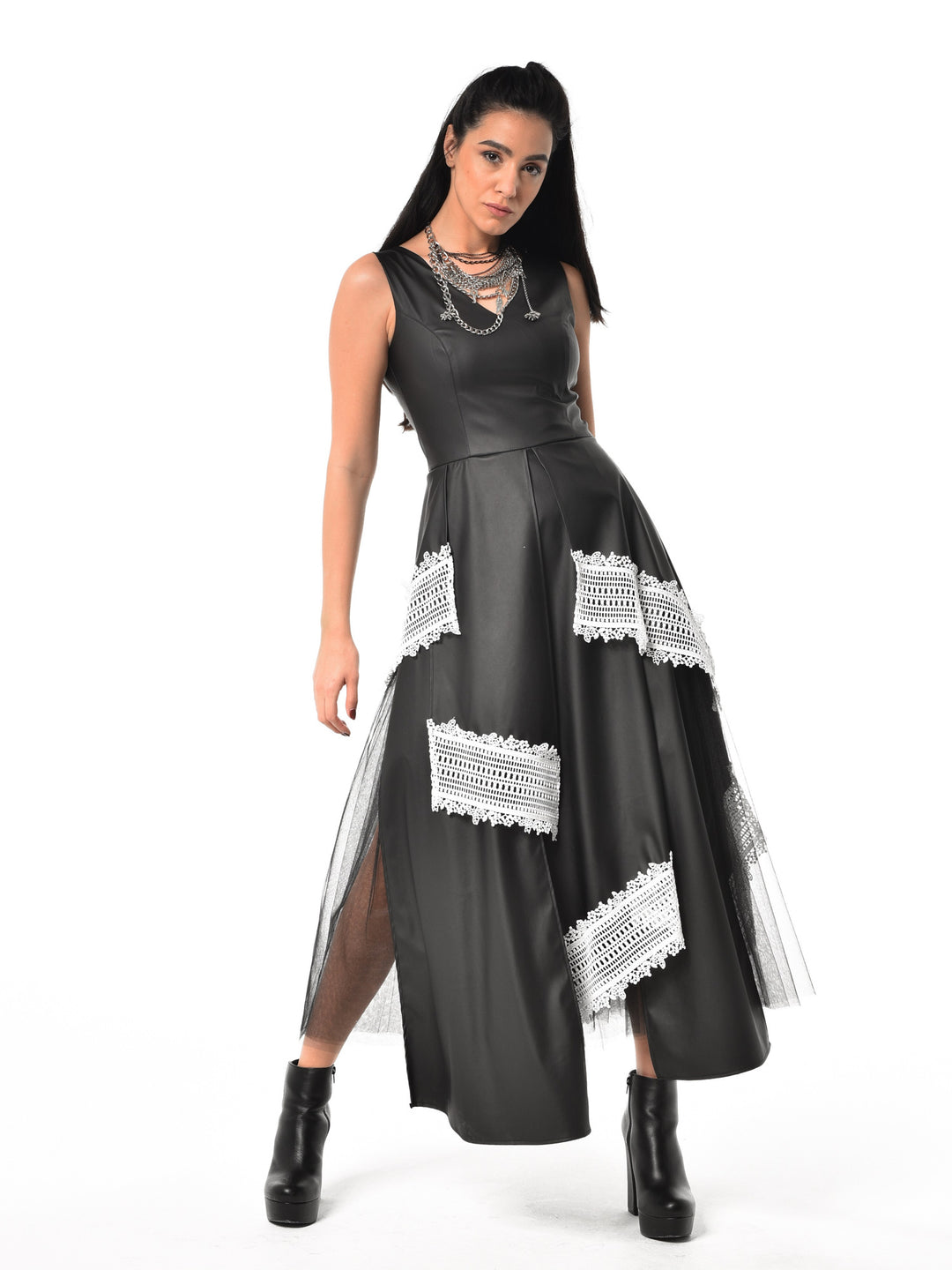 black leather dress Black Vegan Leather Mini Dress main image 0