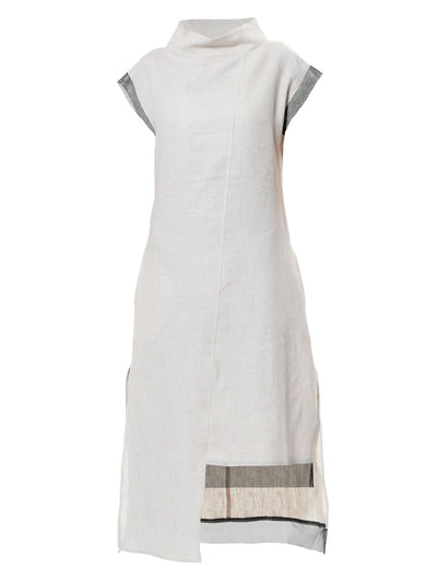 Asymmetrical Linen Dress In Beige