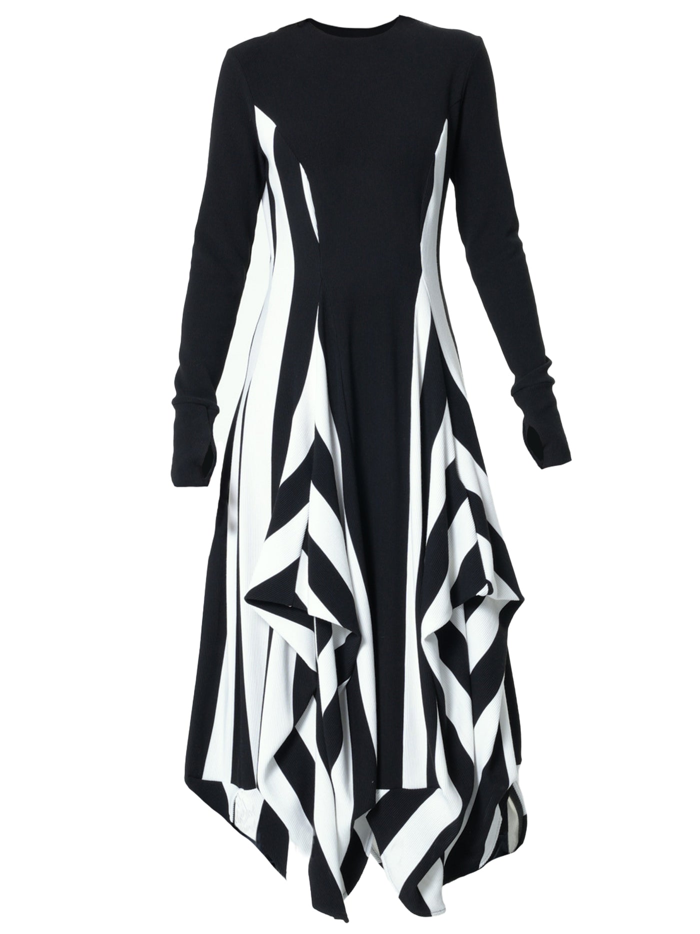 Robe longue rayée en noir et blanc