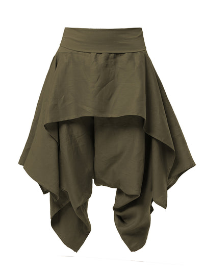 Linen Skirt Pants In Khaki