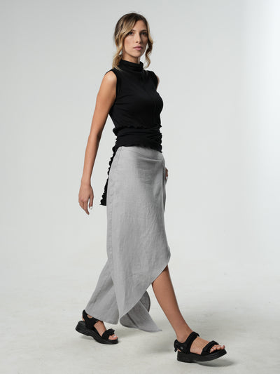 Loose Linen Pants In Gray