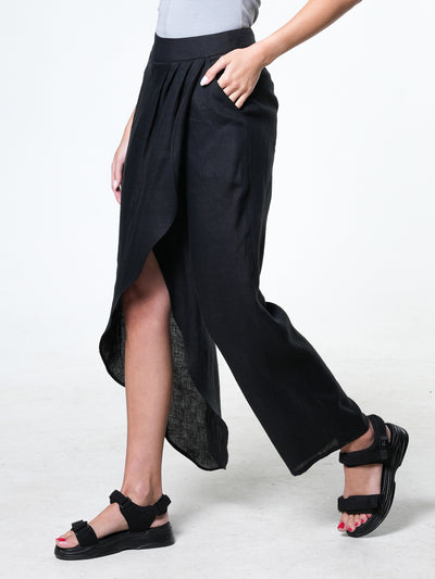 Loose Linen Pants In Black