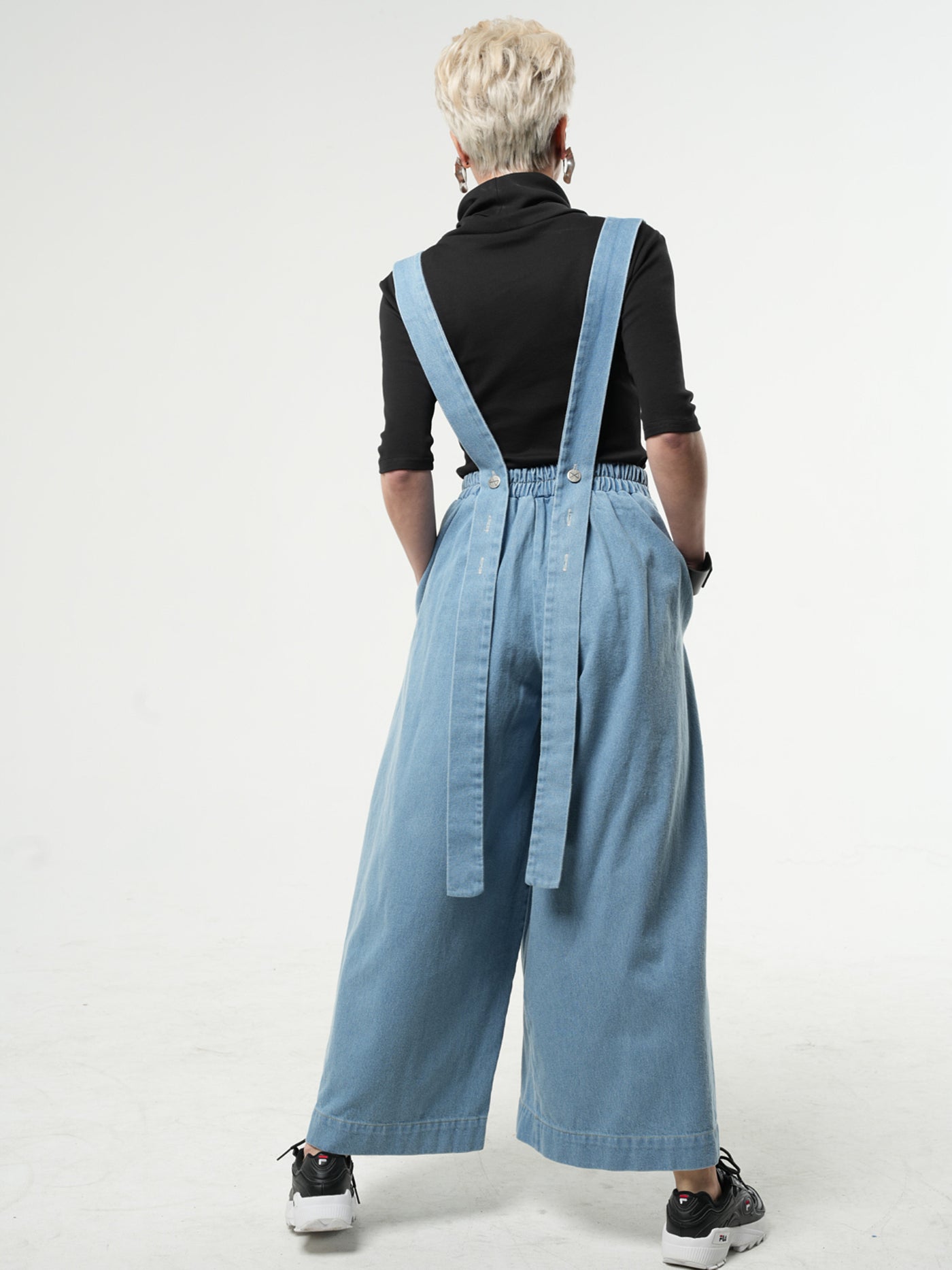 Full-length Wide-leg Light Denim Pants