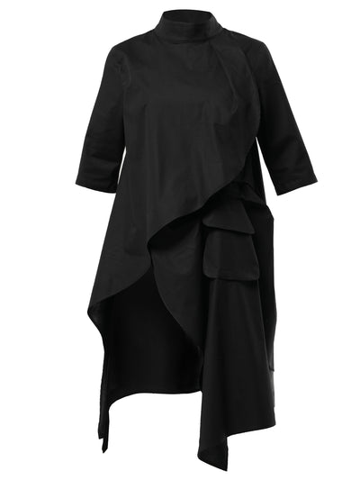 Asymmetric Tunic Shirt In Black