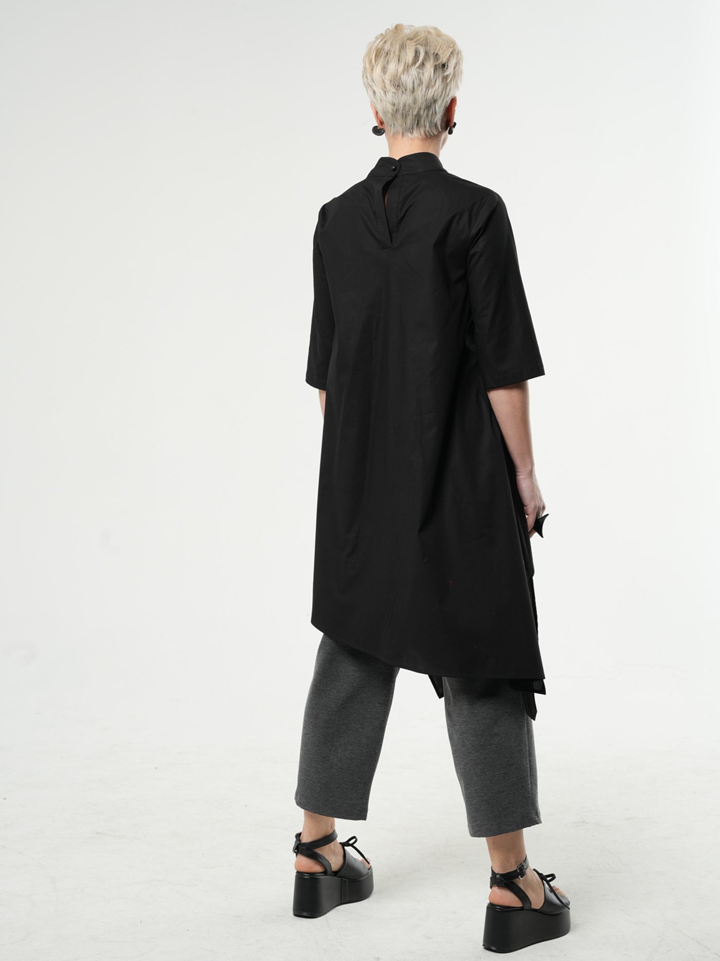 Asymmetric Tunic Shirt In Black