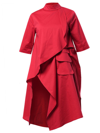 Asymmetric Tunic Shirt In Red