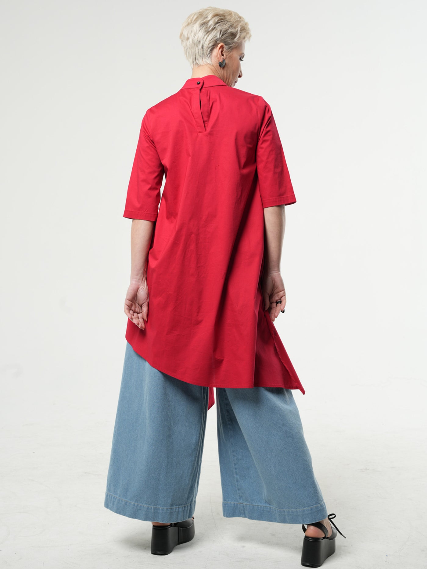 Asymmetric Tunic Shirt In Red