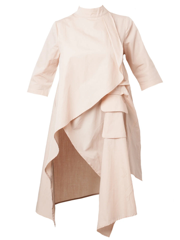 Asymmetric Tunic Shirt In Beige – Metamorphoza