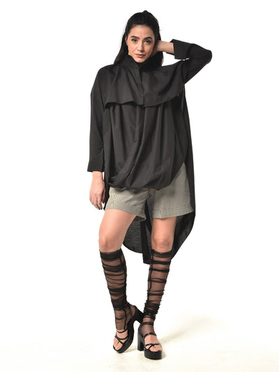 Extravagant Belted Long Shirt In Black