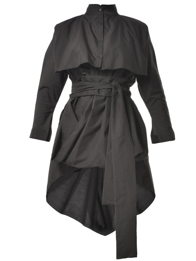 Extravagant Belted Long Shirt In Black