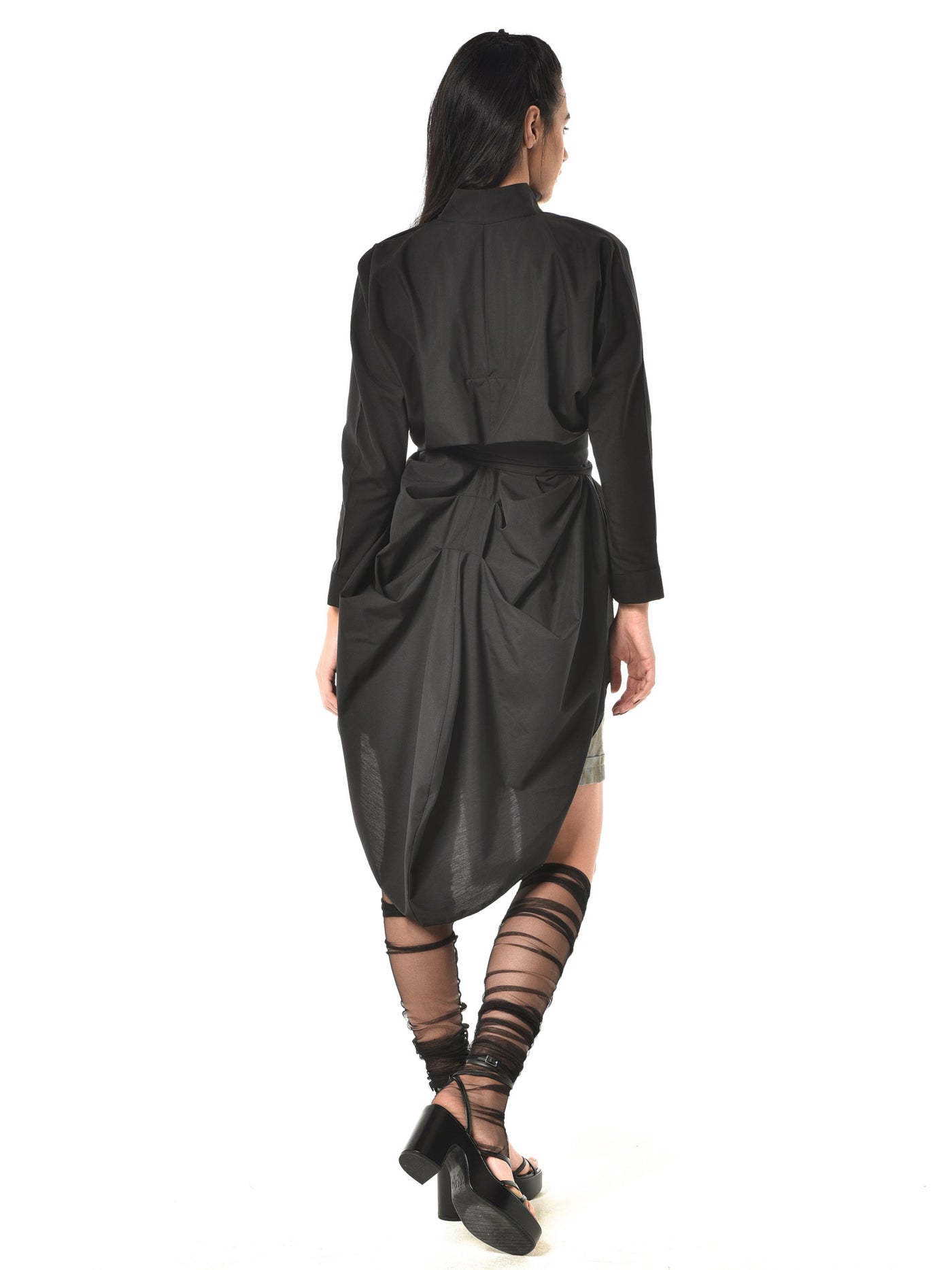 Extravagant Belted Long Shirt In Black