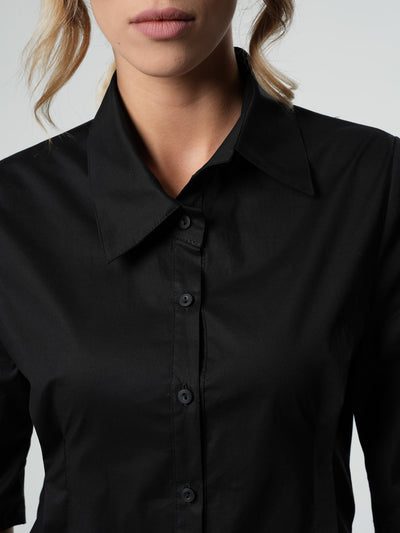 Asymmetric Shirt With Open Back In Black