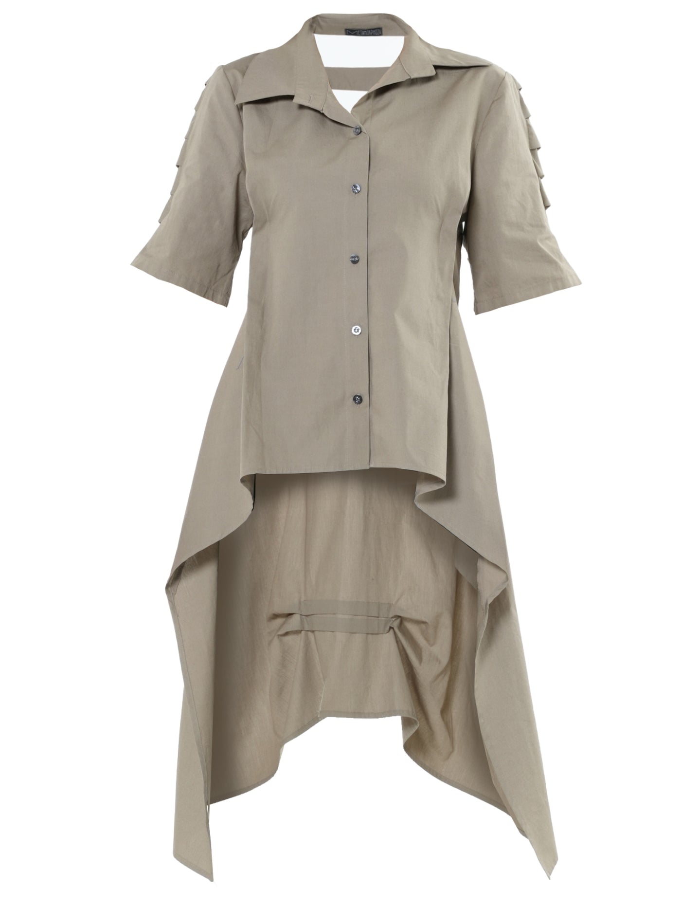 Asymmetric Shirt With Open Back In Khaki