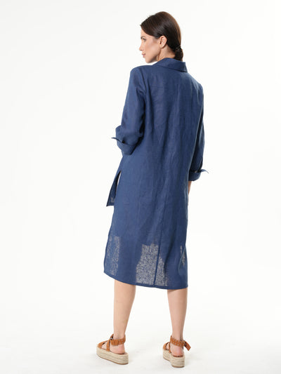 Asymmetric Linen Shirt In Blue