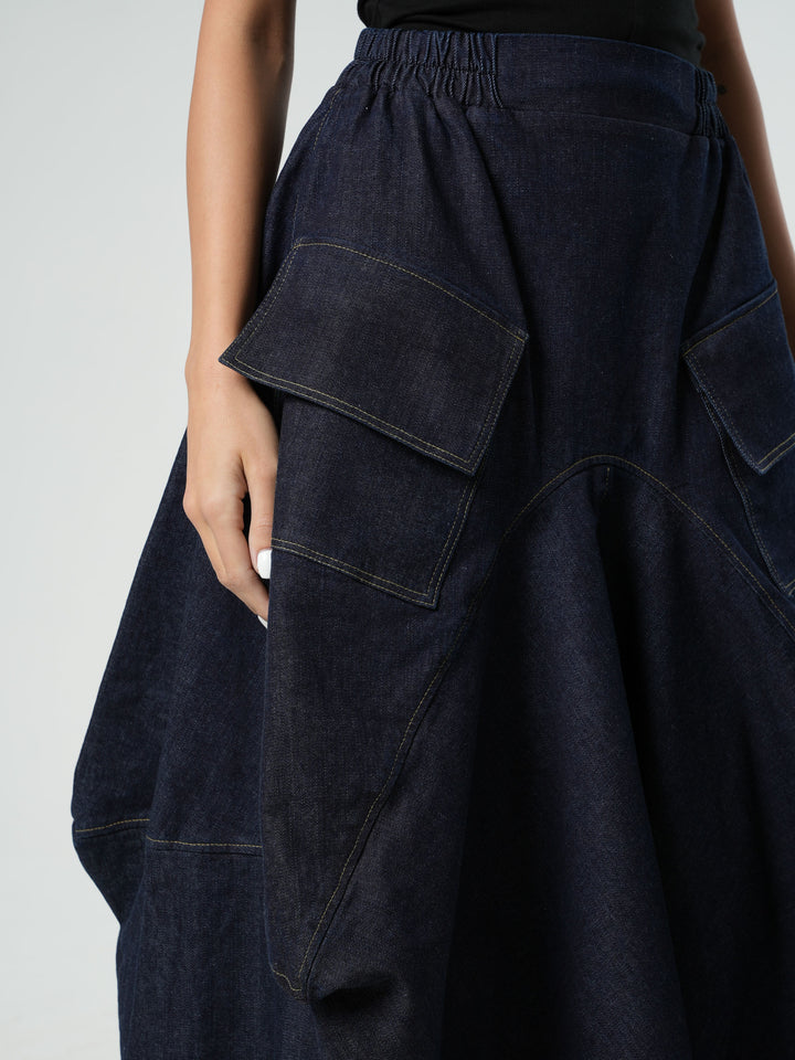 Asymmetrical Long Dark Denim Skirt – Metamorphoza