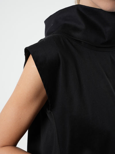 Asymmetric Tunic With Open Back In Black