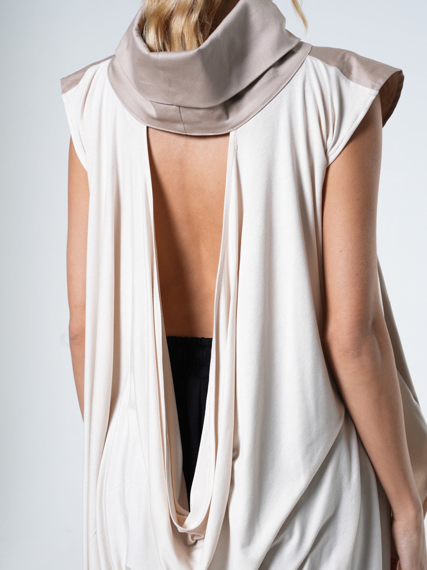 Asymmetric Tunic With Open Back In Beige